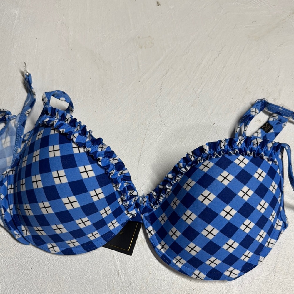 Blue Checkered Bra